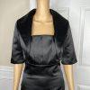 White House Black Market Black Satin Dress 4 Suit 00 Strapless Tiered Cropped