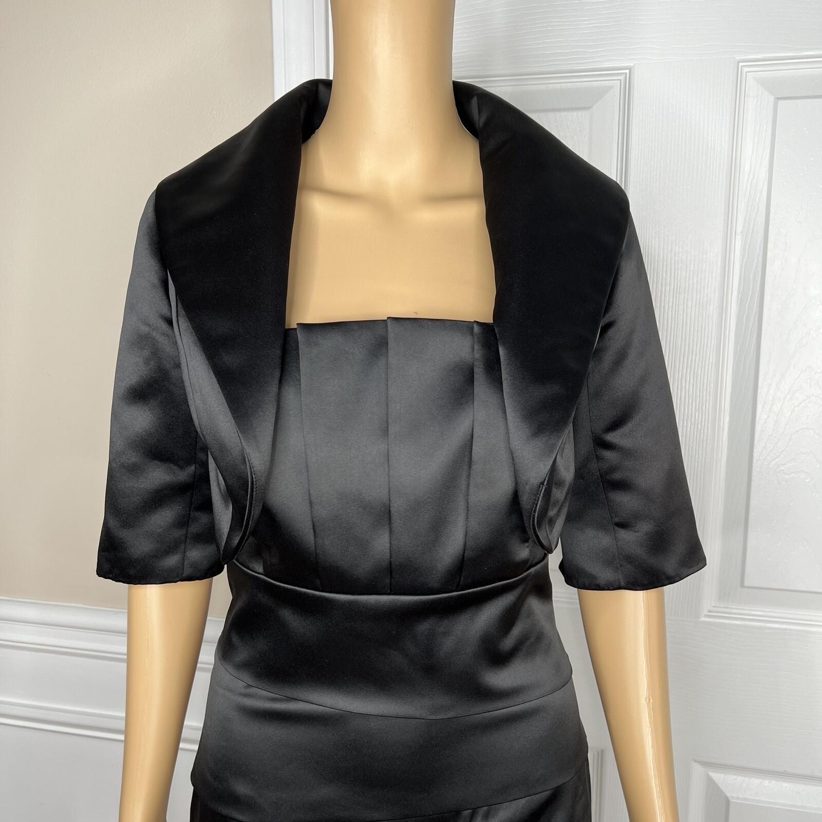White House Black Market Black Satin Dress 4 Suit 00 Strapless Tiered Cropped