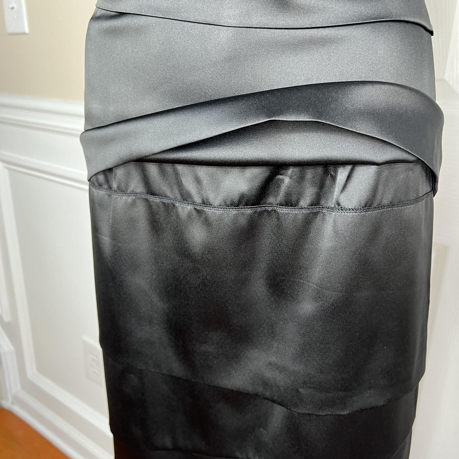 White House Black Market Black Satin Dress 4 Suit 00 Strapless Tiered Cropped