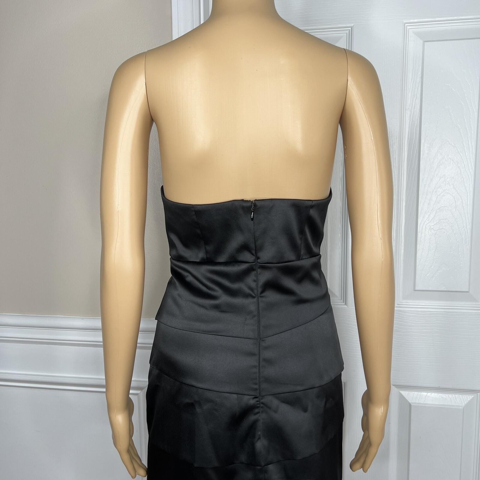 White House Black Market Black Satin Dress 4 Suit 00 Strapless Tiered Cropped