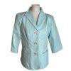 TERRY LEWIS Classic Luxuries Women 3/4 Sleeves Turquoise Leather Jacket Size S
