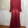 10-101.jpg Terramina NY Polyester Dress 12 Maroon Fit Flare Formal Party Maxi Bell Sleeves