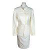 KASPER Linen Rayon Skirt 10P Suit 10 Stand Up Collar Off White Lined 2PC New