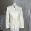 KASPER Linen Rayon Skirt 10P Suit 10 Stand Up Collar Off White Lined 2PC New