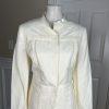 KASPER Linen Rayon Skirt 10P Suit 10 Stand Up Collar Off White Lined 2PC New