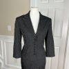 Jones New York Acetate Nylon Stretch Skirt Suit Size 8 Black Floral 3/4 Sleeves