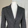 Jones New York Acetate Nylon Stretch Skirt Suit Size 8 Black Floral 3/4 Sleeves