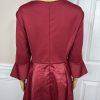 10-103.jpg Terramina NY Polyester Dress 12 Maroon Fit Flare Formal Party Maxi Bell Sleeves