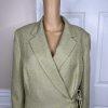 Kasper Women Polyester Rayon Skirt Suit 16 Green Ruffle Lined Wrap Belted 2PC