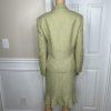 Kasper Women Polyester Rayon Skirt Suit 16 Green Ruffle Lined Wrap Belted 2PC