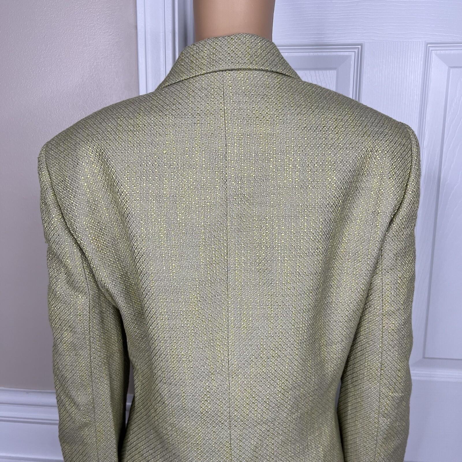 Kasper Women Polyester Rayon Skirt Suit 16 Green Ruffle Lined Wrap Belted 2PC