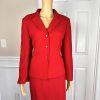 KASPER ASL 2PC Red Polyester Rayon Lined Notch Collar Skirt Suit Size 10P