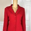 KASPER ASL 2PC Red Polyester Rayon Lined Notch Collar Skirt Suit Size 10P
