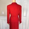 KASPER ASL 2PC Red Polyester Rayon Lined Notch Collar Skirt Suit Size 10P