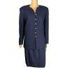 New SUITSME 2PC Navy Blue Polyester Acetate Lined Collarless Skirt Suit Size 12P