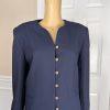 New SUITSME 2PC Navy Blue Polyester Acetate Lined Collarless Skirt Suit Size 12P