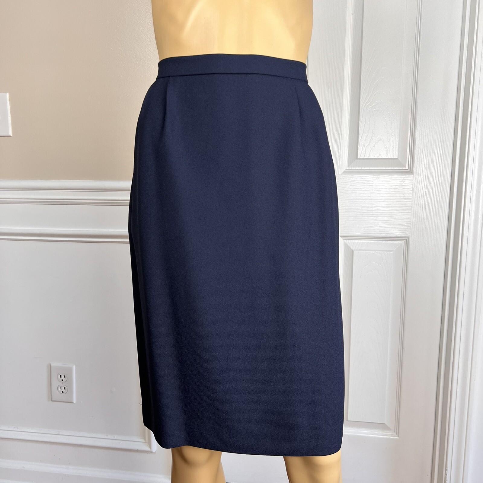New SUITSME 2PC Navy Blue Polyester Acetate Lined Collarless Skirt Suit Size 12P