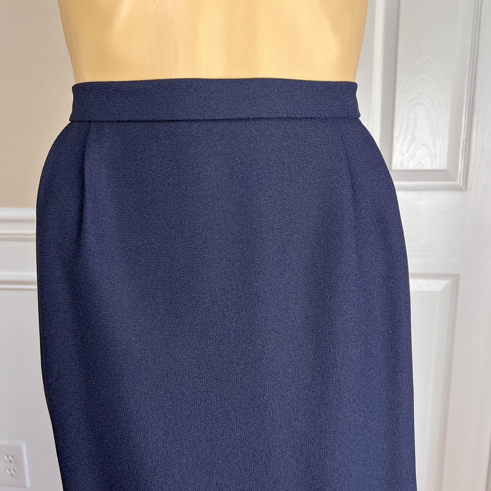New SUITSME 2PC Navy Blue Polyester Acetate Lined Collarless Skirt Suit Size 12P