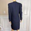 New SUITSME 2PC Navy Blue Polyester Acetate Lined Collarless Skirt Suit Size 12P