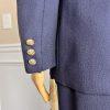 New SUITSME 2PC Navy Blue Polyester Acetate Lined Collarless Skirt Suit Size 12P