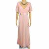Ever Pretty Chiffon Gown Size 16 Pink V Neck Flutter Sleeve Empire Waist Stretch