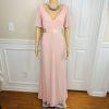 Ever Pretty Chiffon Gown Size 16 Pink V Neck Flutter Sleeve Empire Waist Stretch