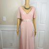 Ever Pretty Chiffon Gown Size 16 Pink V Neck Flutter Sleeve Empire Waist Stretch