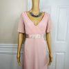 Ever Pretty Chiffon Gown Size 16 Pink V Neck Flutter Sleeve Empire Waist Stretch