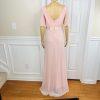 Ever Pretty Chiffon Gown Size 16 Pink V Neck Flutter Sleeve Empire Waist Stretch