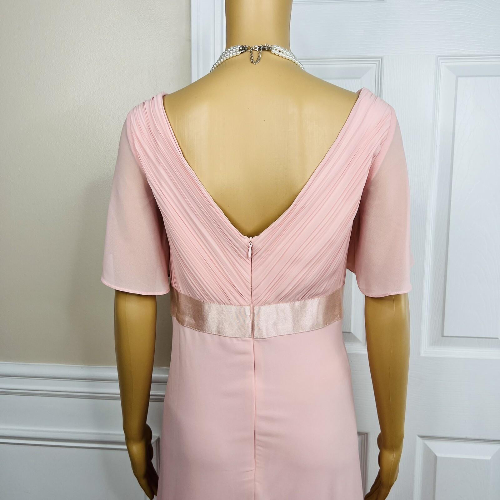 Ever Pretty Chiffon Gown Size 16 Pink V Neck Flutter Sleeve Empire Waist Stretch