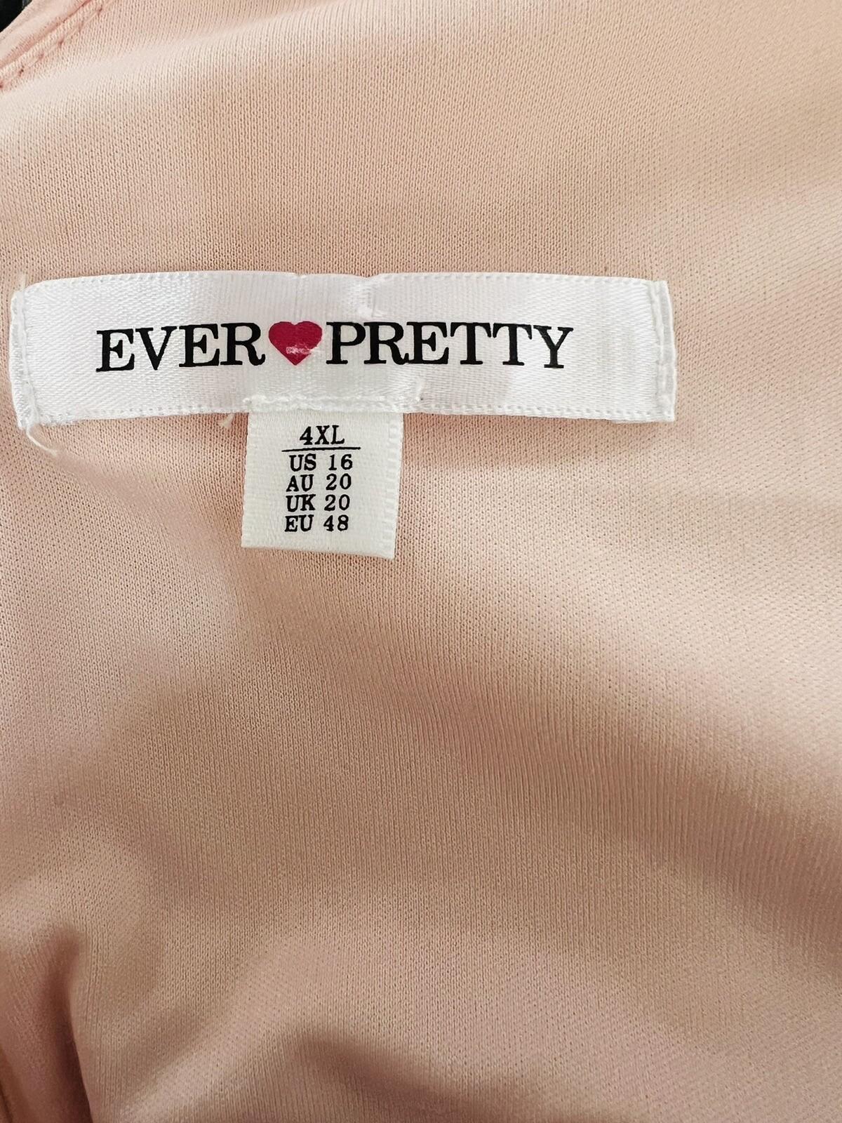 Ever Pretty Chiffon Gown Size 16 Pink V Neck Flutter Sleeve Empire Waist Stretch