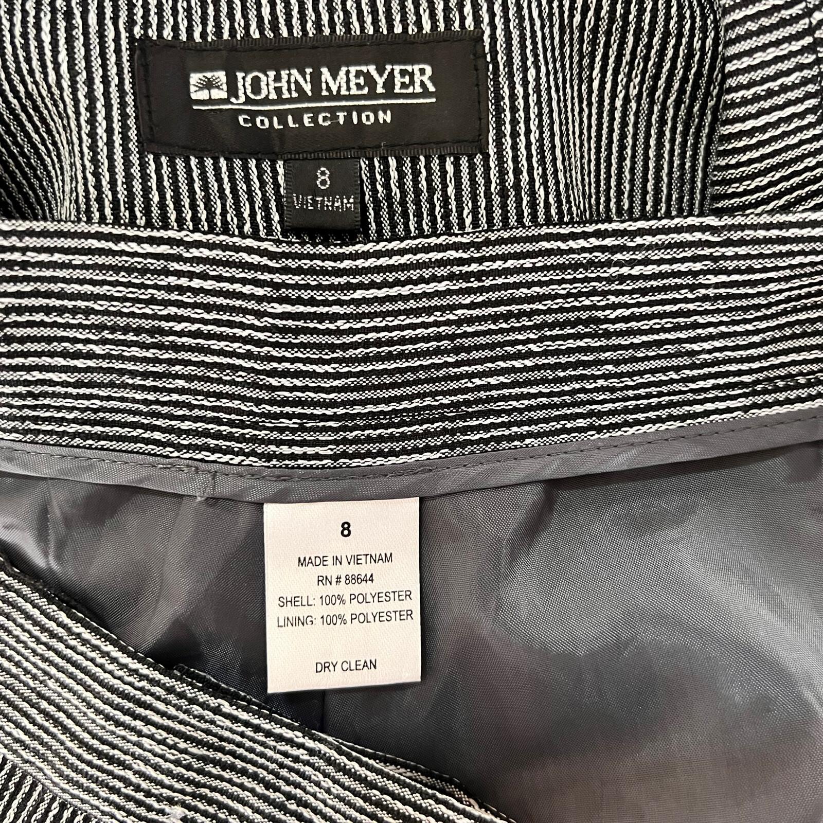 John Meyer Polyester Pant Suit Size 8 Black White Single Breasted Lined 2PC