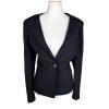 TAHARI ASL Women Black Polyester Stretch Lined Collarless Blazer Size 14