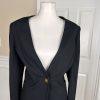 TAHARI ASL Women Black Polyester Stretch Lined Collarless Blazer Size 14