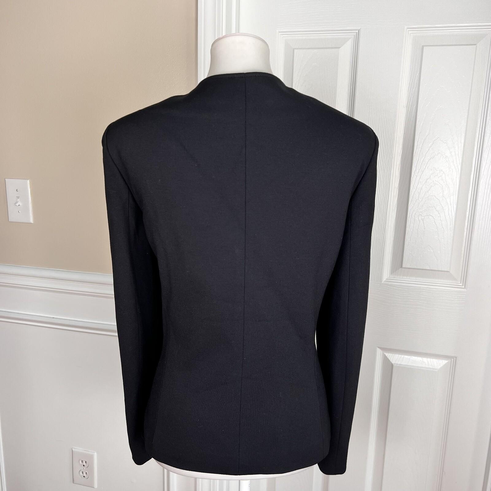 TAHARI ASL Women Black Polyester Stretch Lined Collarless Blazer Size 14
