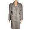 Le Suit Polyester Skirt Suit Size 10 Gray 2 Piece Notch Collar Career Set