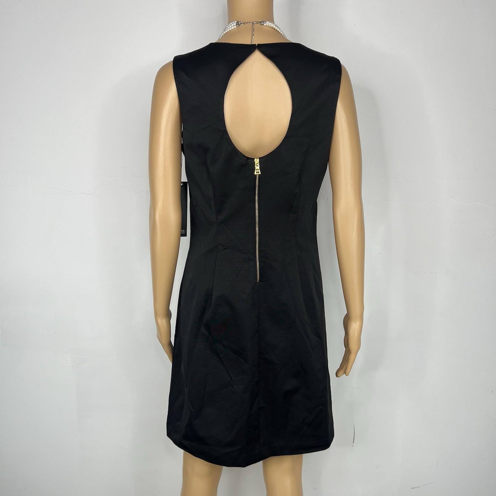 New Nicole Miller dress 10 black 3D applique Floral V neck cut out back y2k