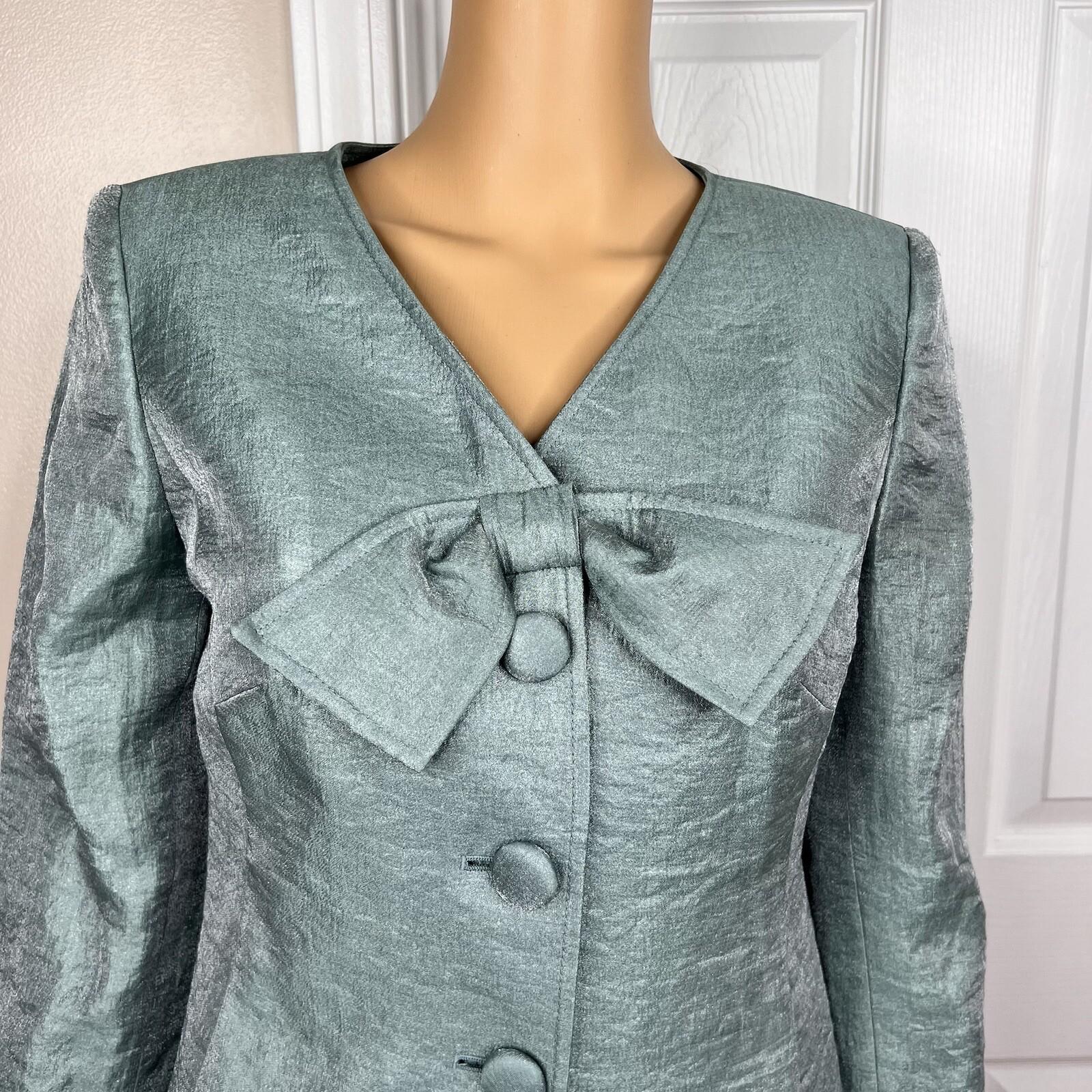 New KASPER 1PC Misty Green Polyester Lined Collarless Cocktail Blazer Size 4
