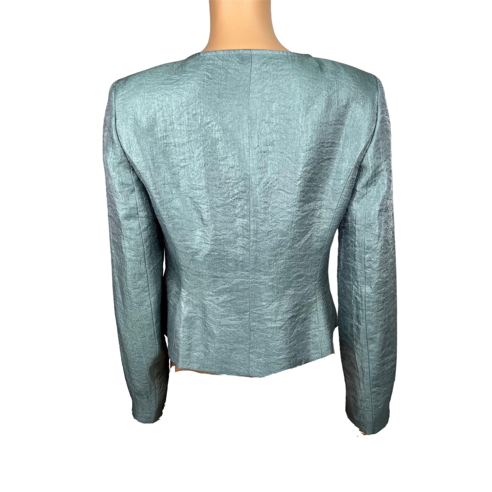 New KASPER 1PC Misty Green Polyester Lined Collarless Cocktail Blazer Size 4