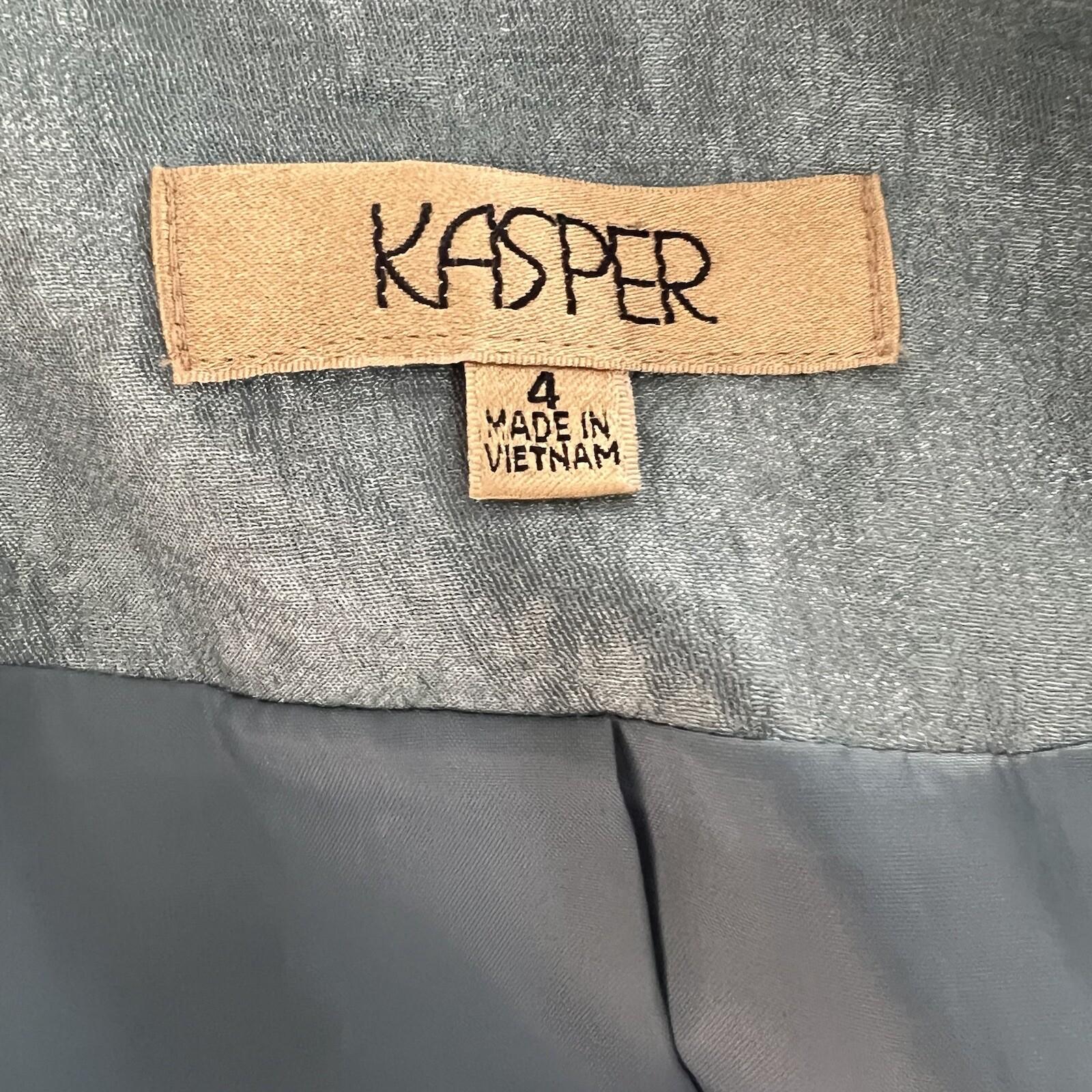 New KASPER 1PC Misty Green Polyester Lined Collarless Cocktail Blazer Size 4