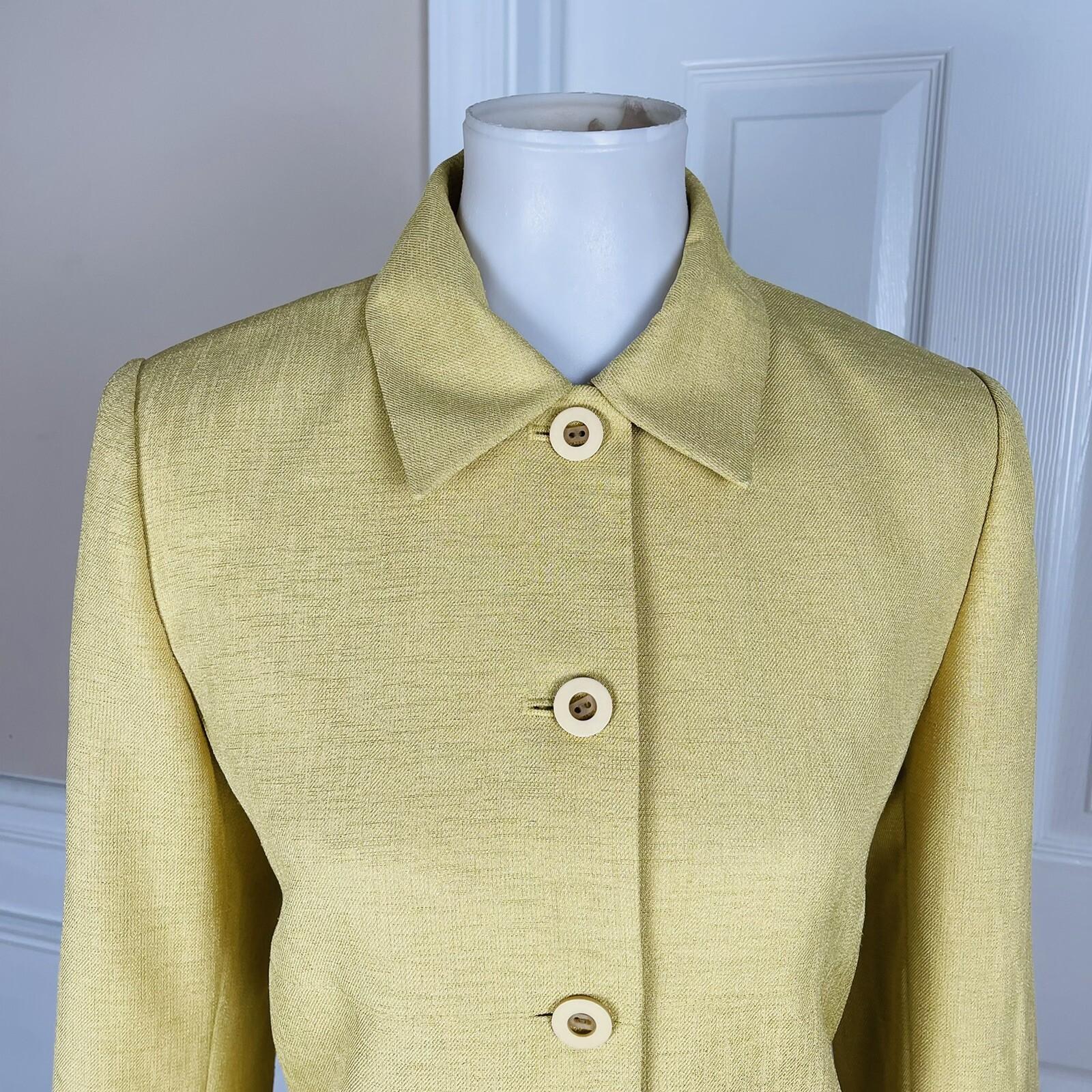 10-1107.jpg KASPER Women 2PC Gold Polyester Lined Single Breasted Skirt Suit Size 6