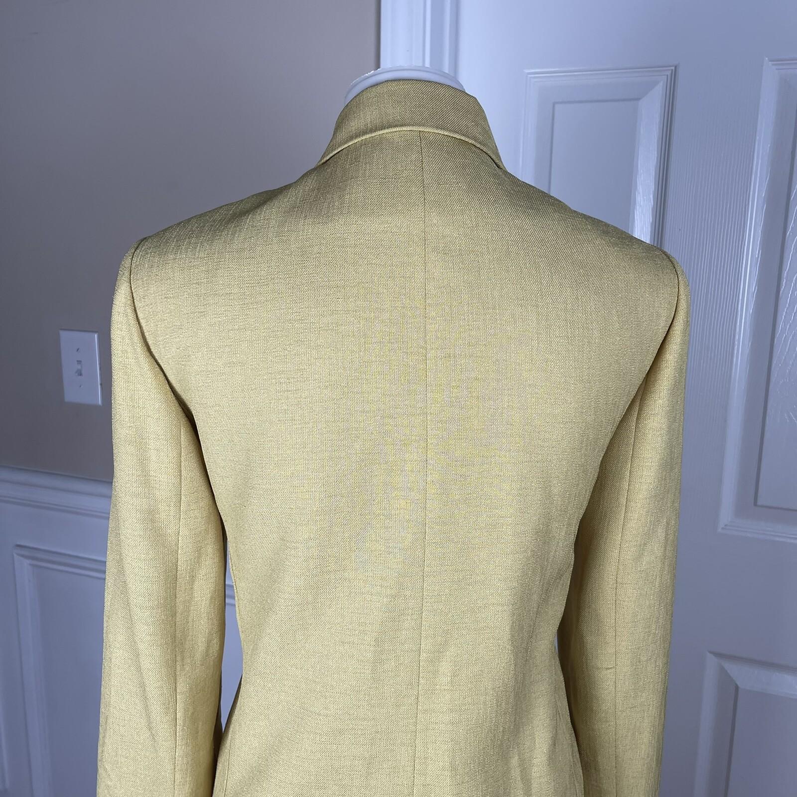 10-1110.jpg KASPER Women 2PC Gold Polyester Lined Single Breasted Skirt Suit Size 6