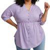 Torrid Emma Tunic Size 1X Babydoll Silhouette Challis Tunic Dusk Split Neckline