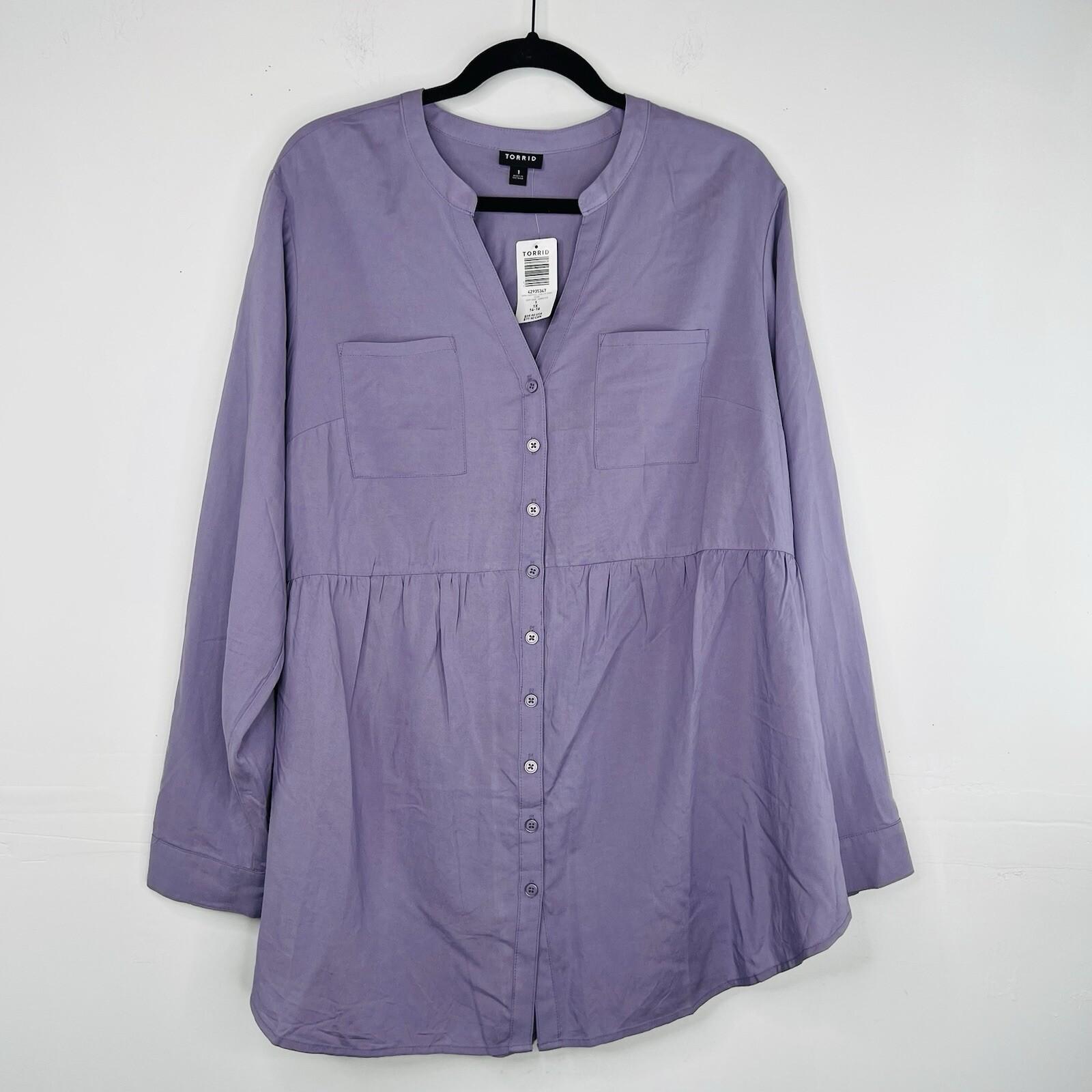 Torrid Emma Tunic Size 1X Babydoll Silhouette Challis Tunic Dusk Split Neckline
