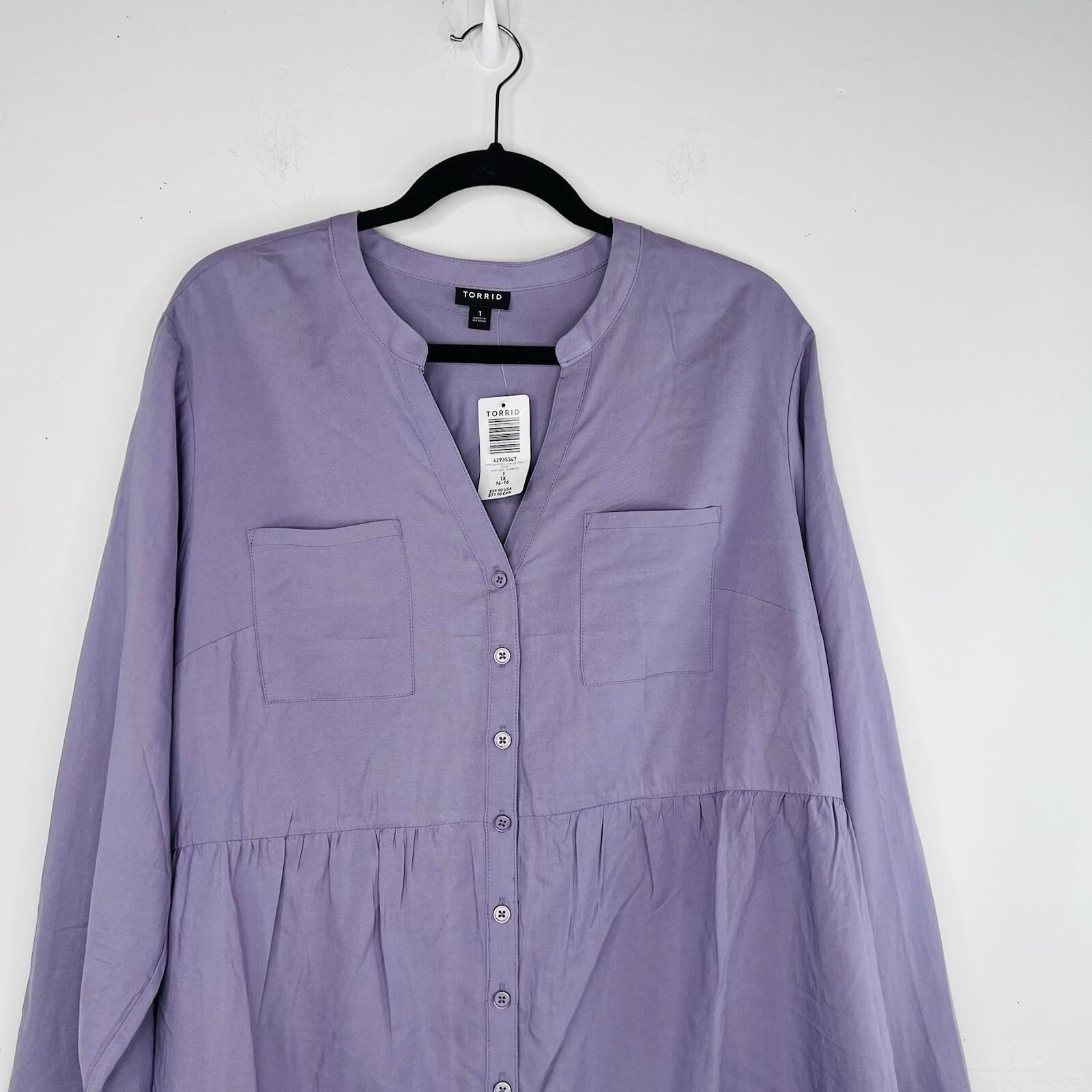 Torrid Emma Tunic Size 1X Babydoll Silhouette Challis Tunic Dusk Split Neckline
