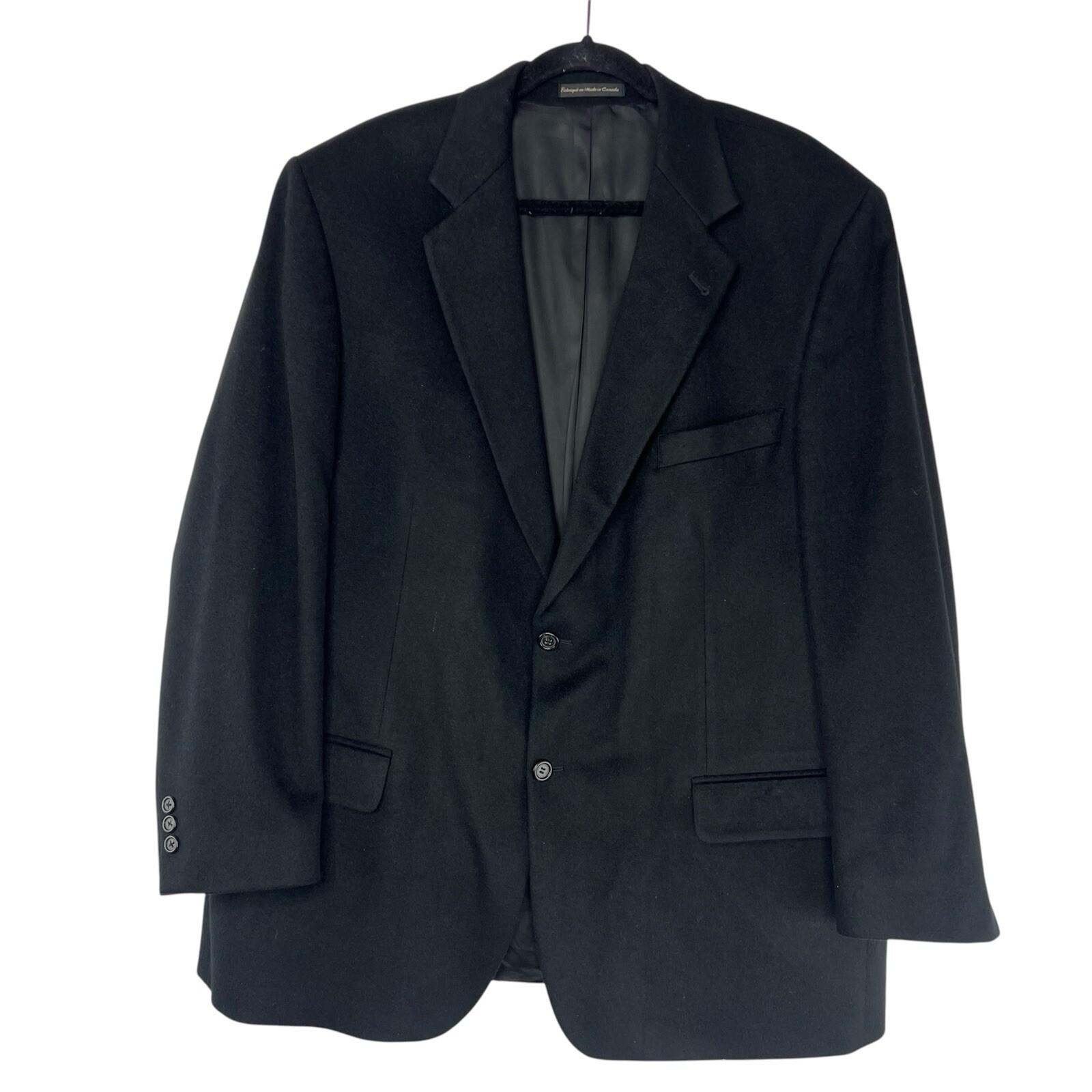 Pronto Uomo Men 100% Cashmere Sport Coat Blazer Size 46R Black 2 Button