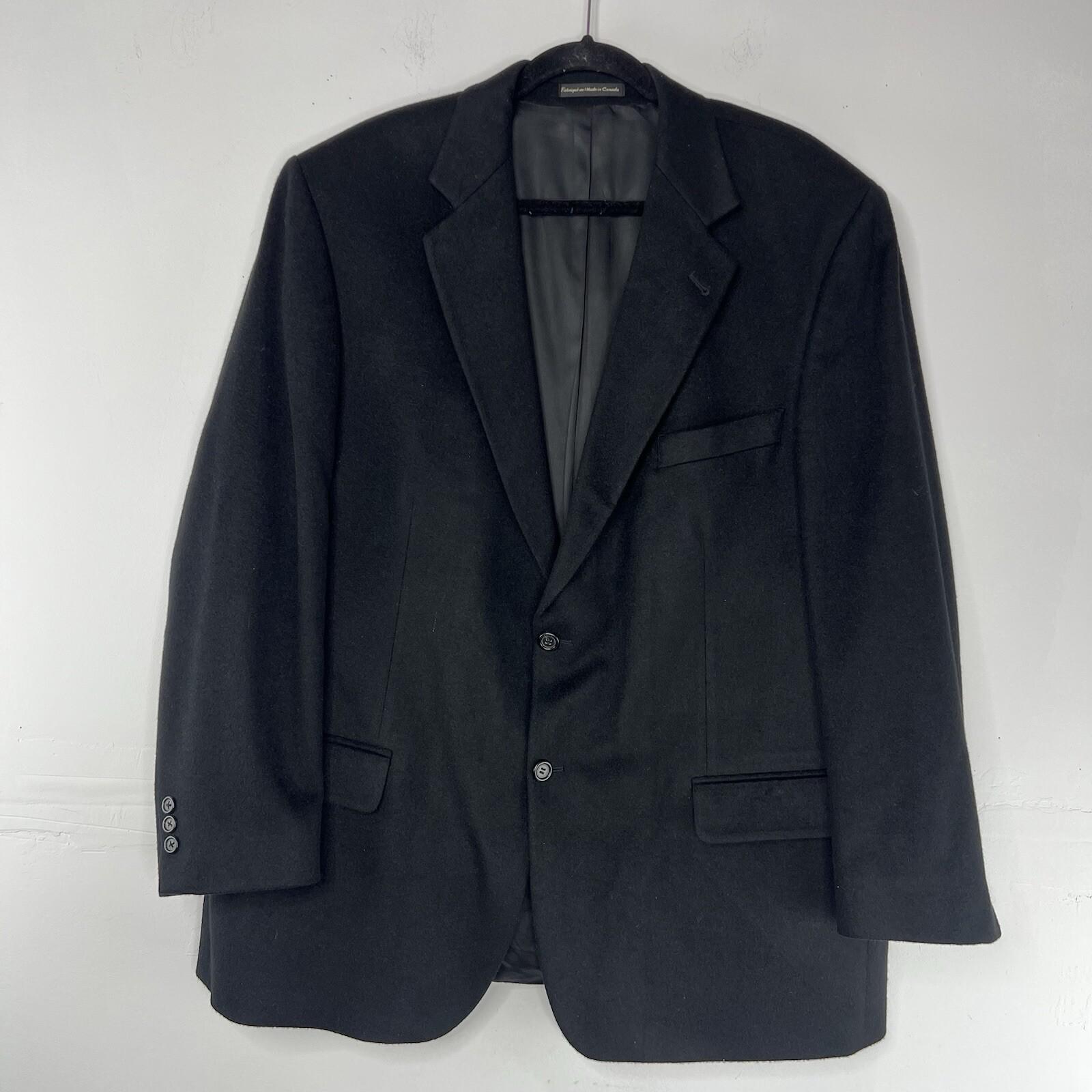 Pronto Uomo Men 100% Cashmere Sport Coat Blazer Size 46R Black 2 Button