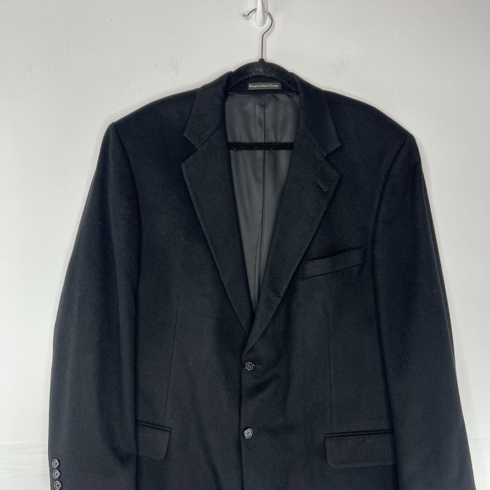 Pronto Uomo Men 100% Cashmere Sport Coat Blazer Size 46R Black 2 Button