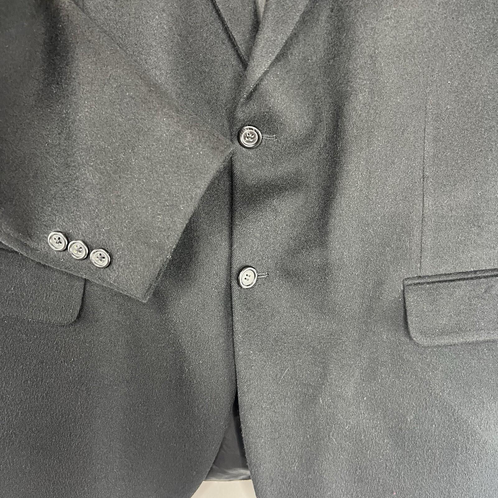 Pronto Uomo Men 100% Cashmere Sport Coat Blazer Size 46R Black 2 Button