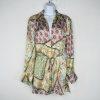 Zara Roxine Shirt Style Dress L Paisley High Low Hem Long Sleeves Belted Silky